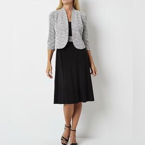 ‼️SOLD‼️ Perceptions Black, Gray, White Abstract 3/4 Sleeve Jacket & Dress